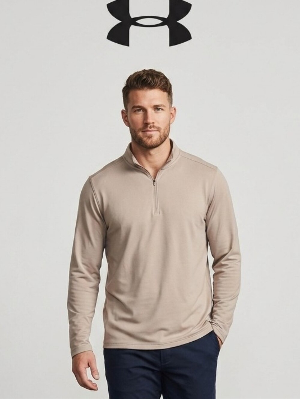 Under Armour Men's Quarter-Zip Pullover - Beige Ptp 24" Unisex